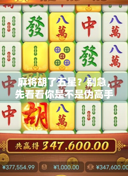麻将胡了五星?别急,先看看你是不是伪高手! 麻将胡了五星?别急,先看看你是不是伪高手!