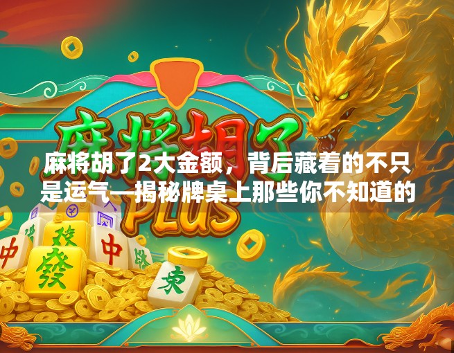 麻将胡了2大金额，背后藏着的不只是运气—揭秘牌桌上那些你不知道的潜规则